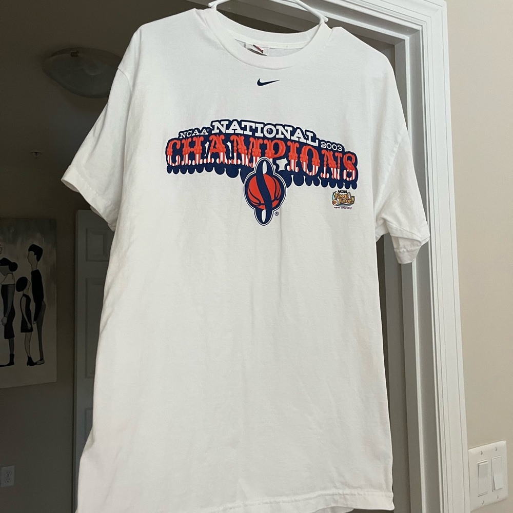 Nike White T-Shirt with Blue Swoosh